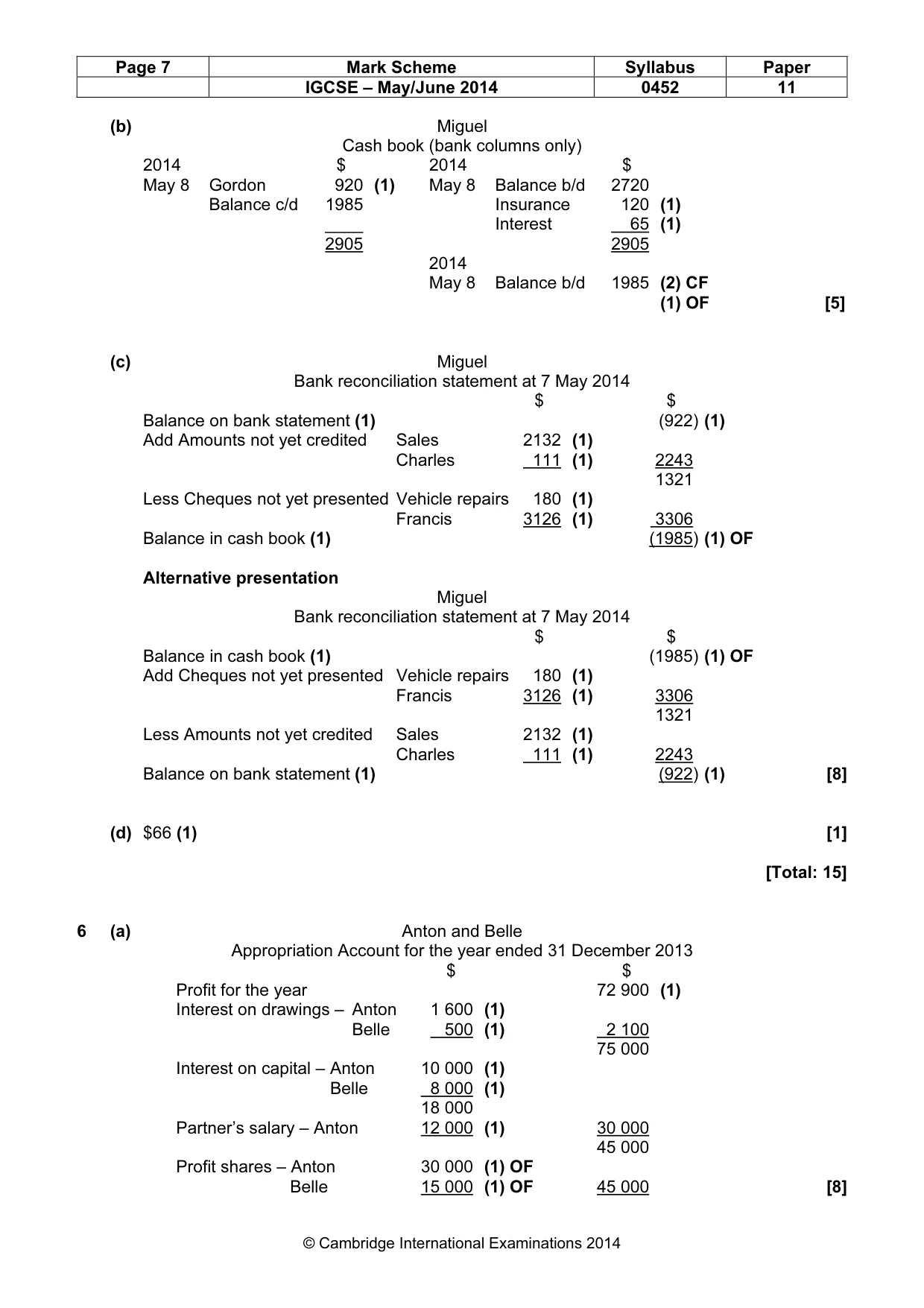 Mark scheme, page 7 of 8