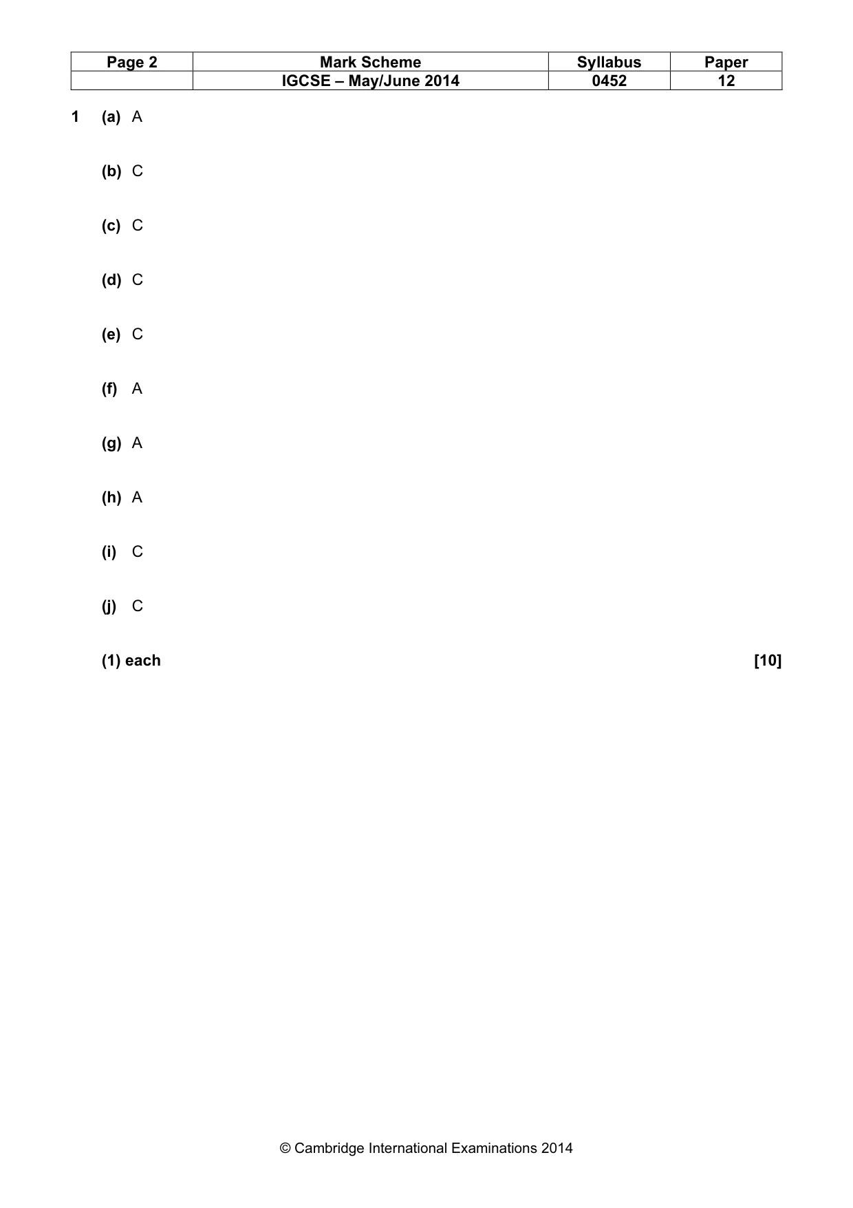 Mark scheme, page 2 of 9