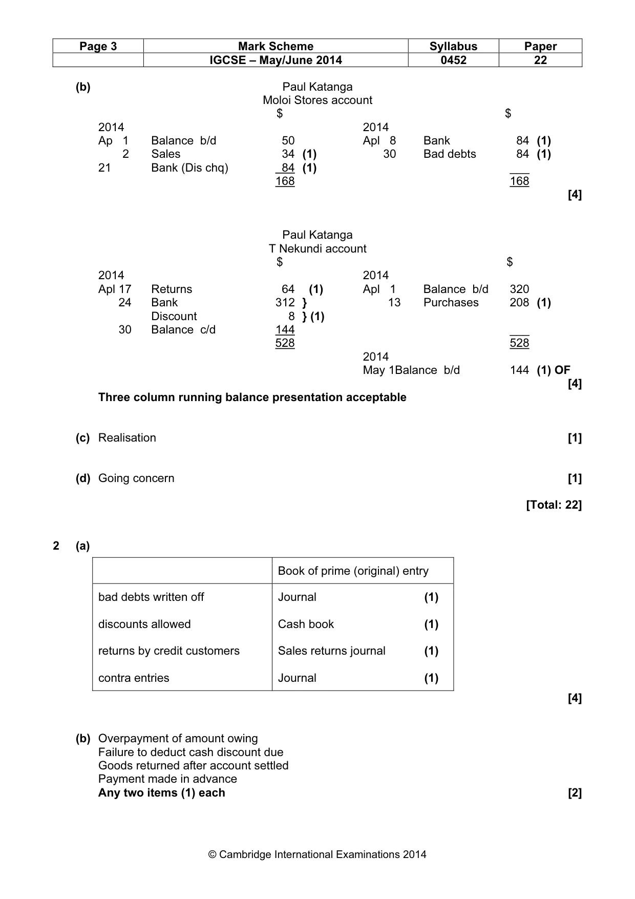 Mark scheme, page 3 of 9