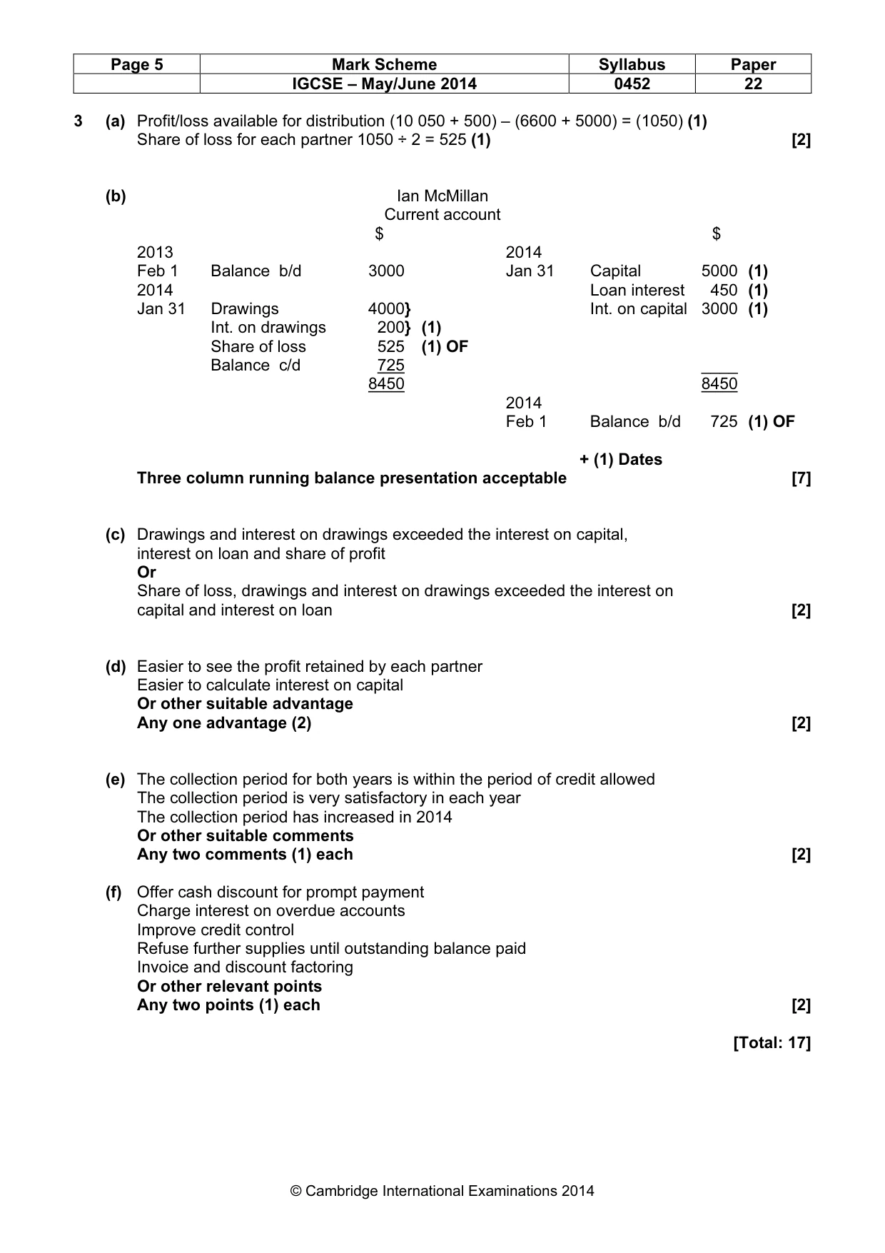 Mark scheme, page 5 of 9
