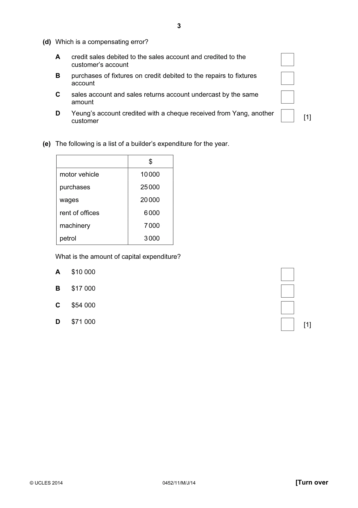 Cambridge IGCSE Accounting 0452 2014 May/June Paper 1 · Variant 1 question paper, page 3 of 20
