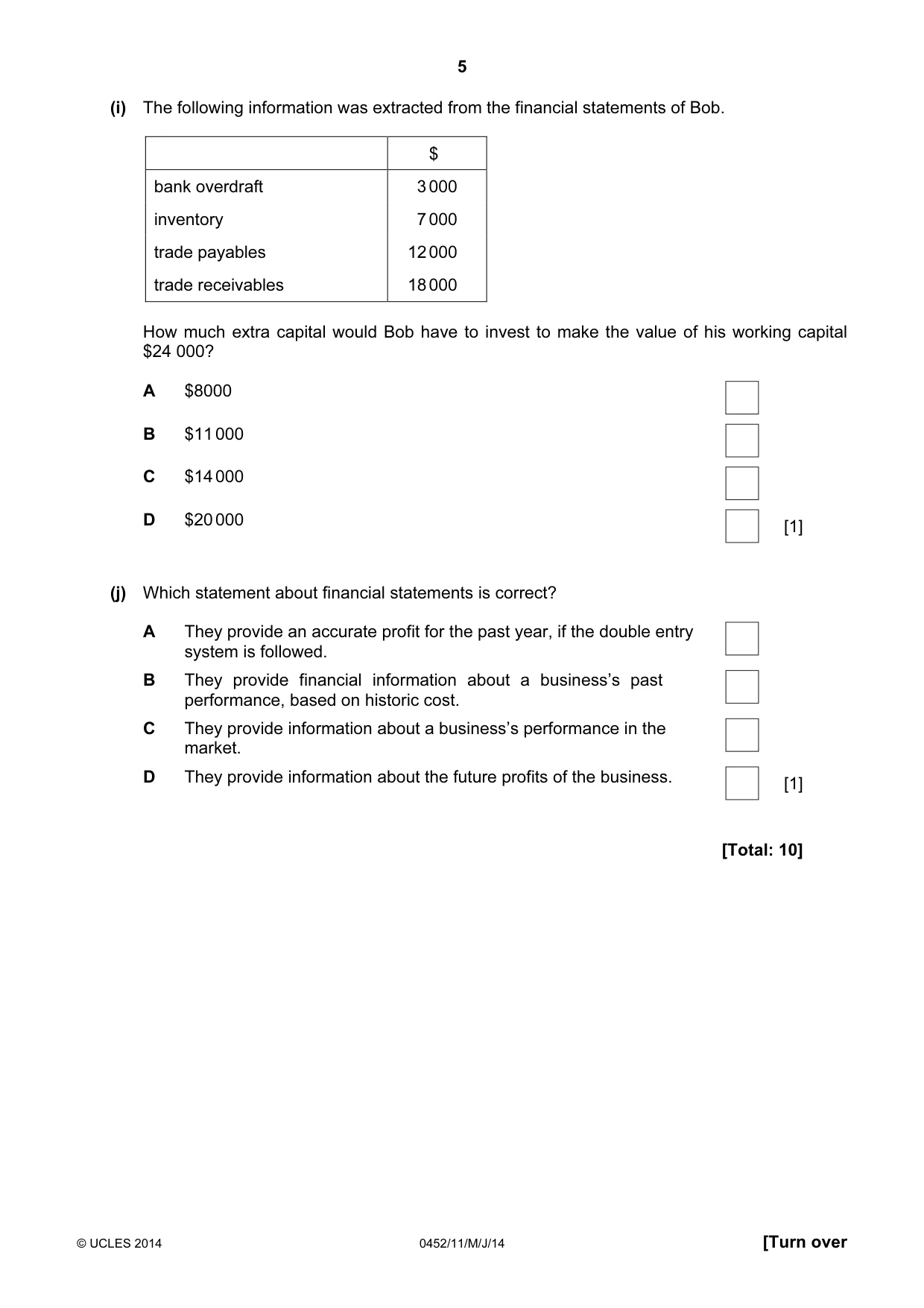 Cambridge IGCSE Accounting 0452 2014 May/June Paper 1 · Variant 1 question paper, page 5 of 20