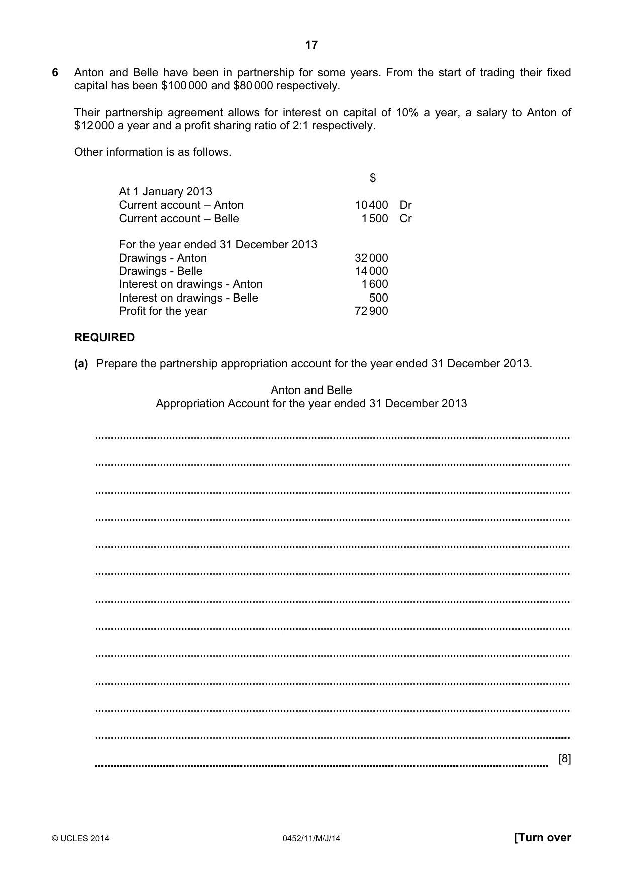 Cambridge IGCSE Accounting 0452 2014 May/June Paper 1 · Variant 1 question paper, page 17 of 20