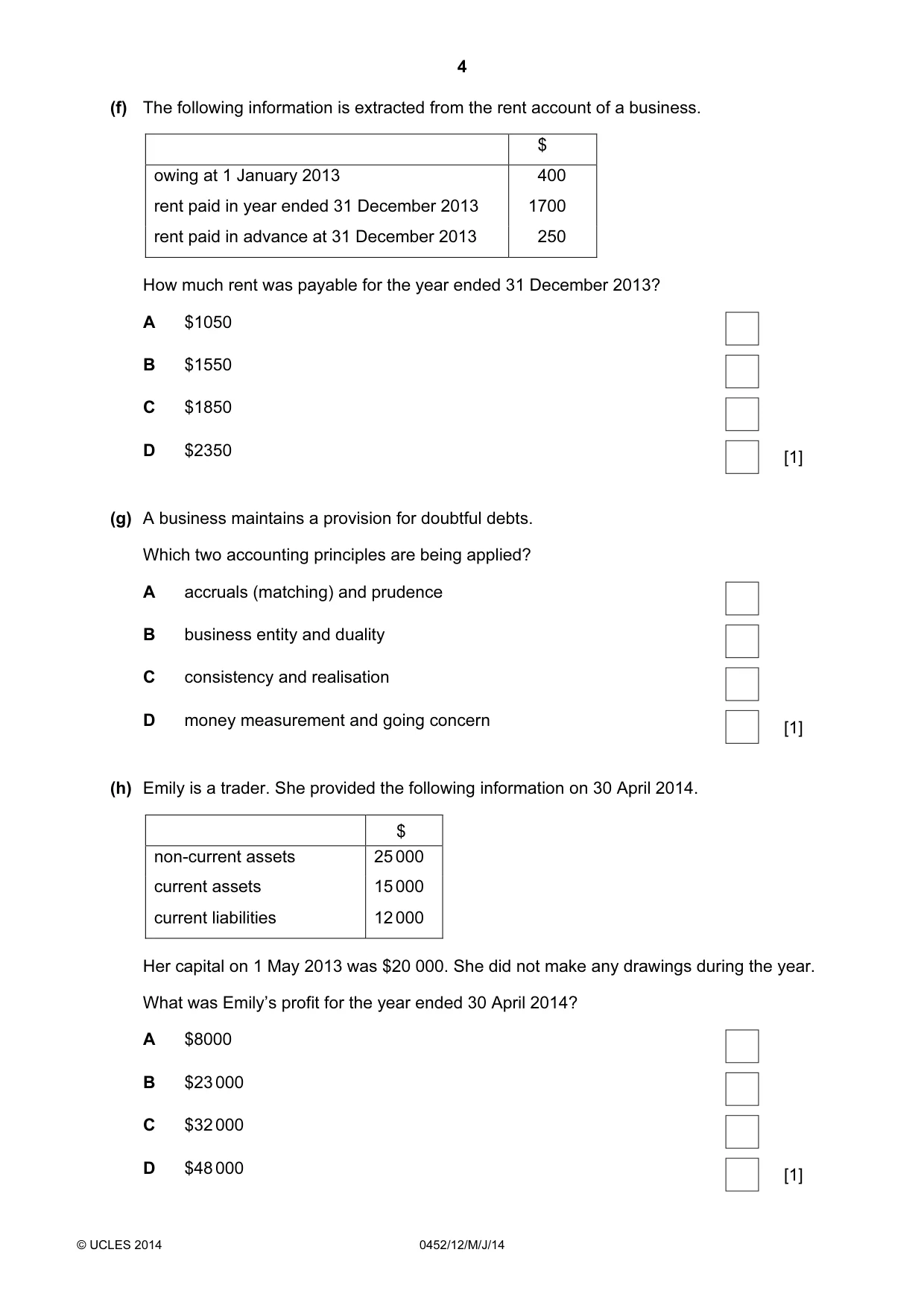 Cambridge IGCSE Accounting 0452 2014 May/June Paper 1 · Variant 2 question paper, page 4 of 20