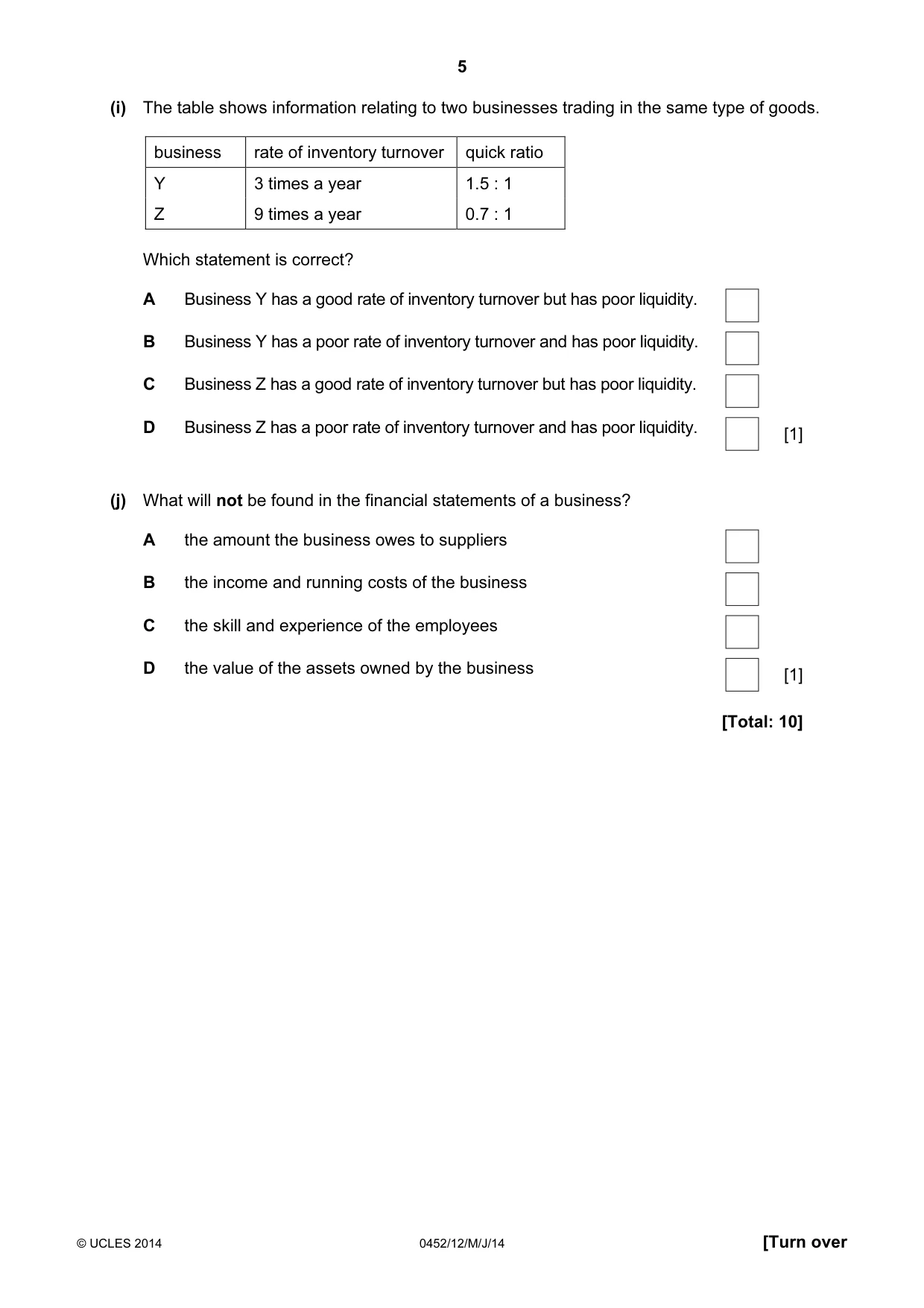 Cambridge IGCSE Accounting 0452 2014 May/June Paper 1 · Variant 2 question paper, page 5 of 20