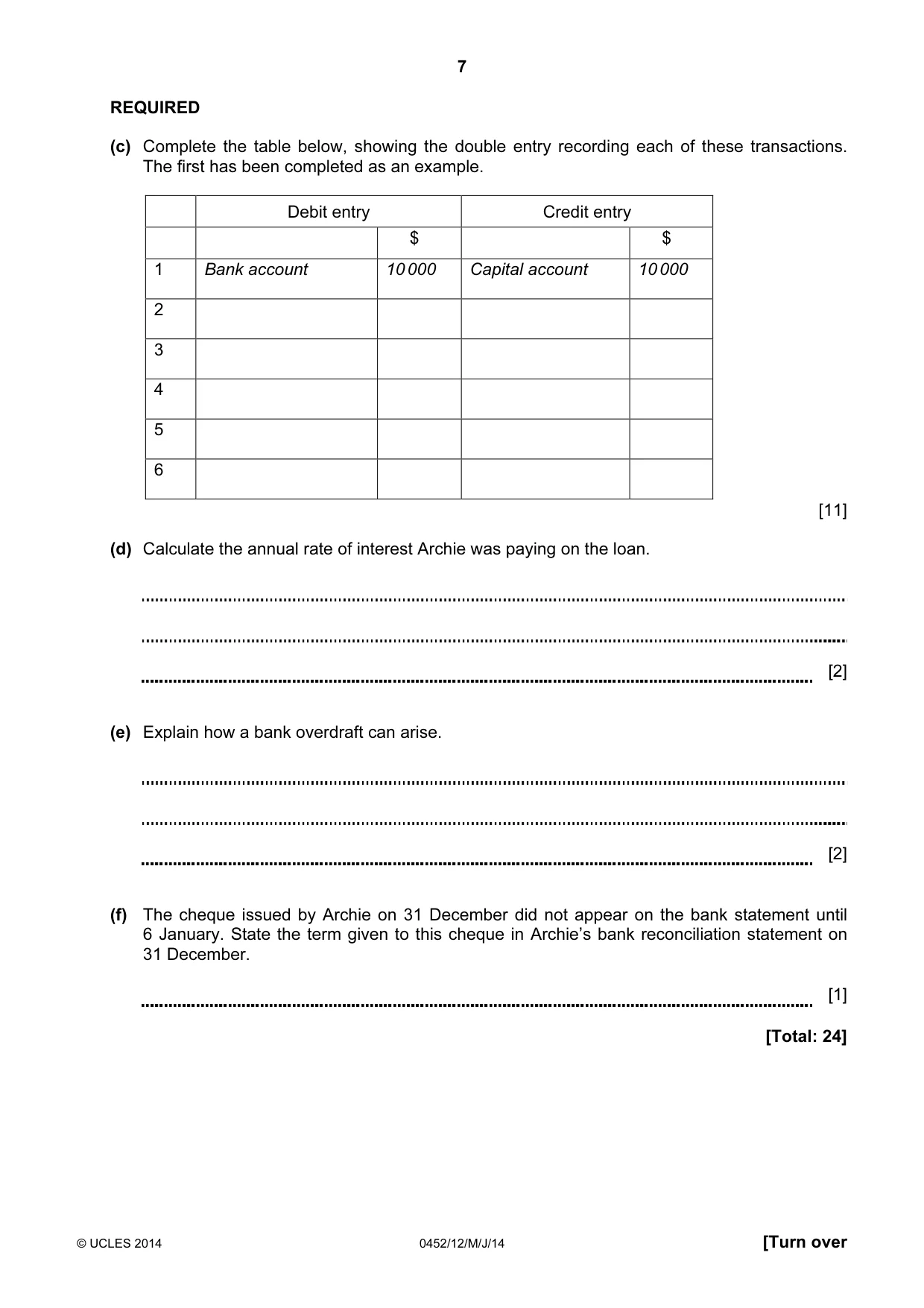 Cambridge IGCSE Accounting 0452 2014 May/June Paper 1 · Variant 2 question paper, page 7 of 20