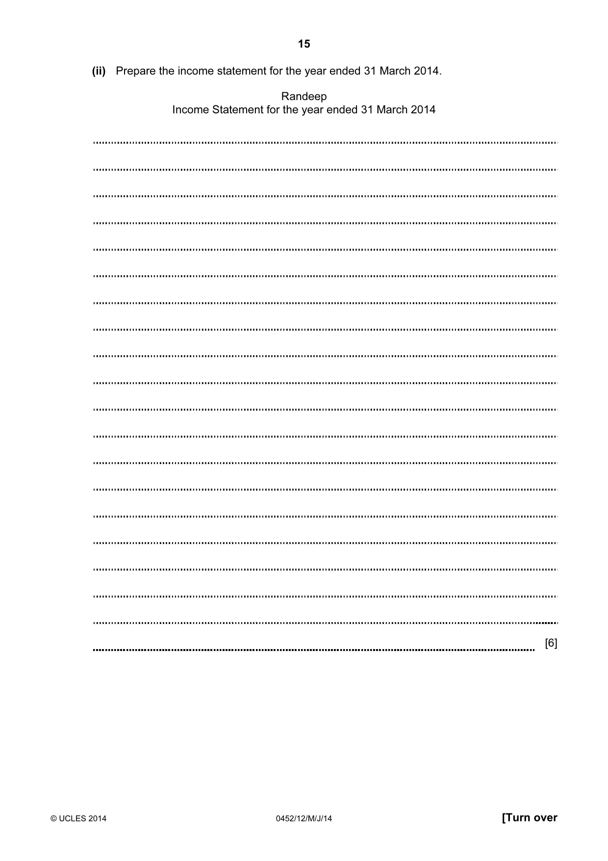 Cambridge IGCSE Accounting 0452 2014 May/June Paper 1 · Variant 2 question paper, page 15 of 20