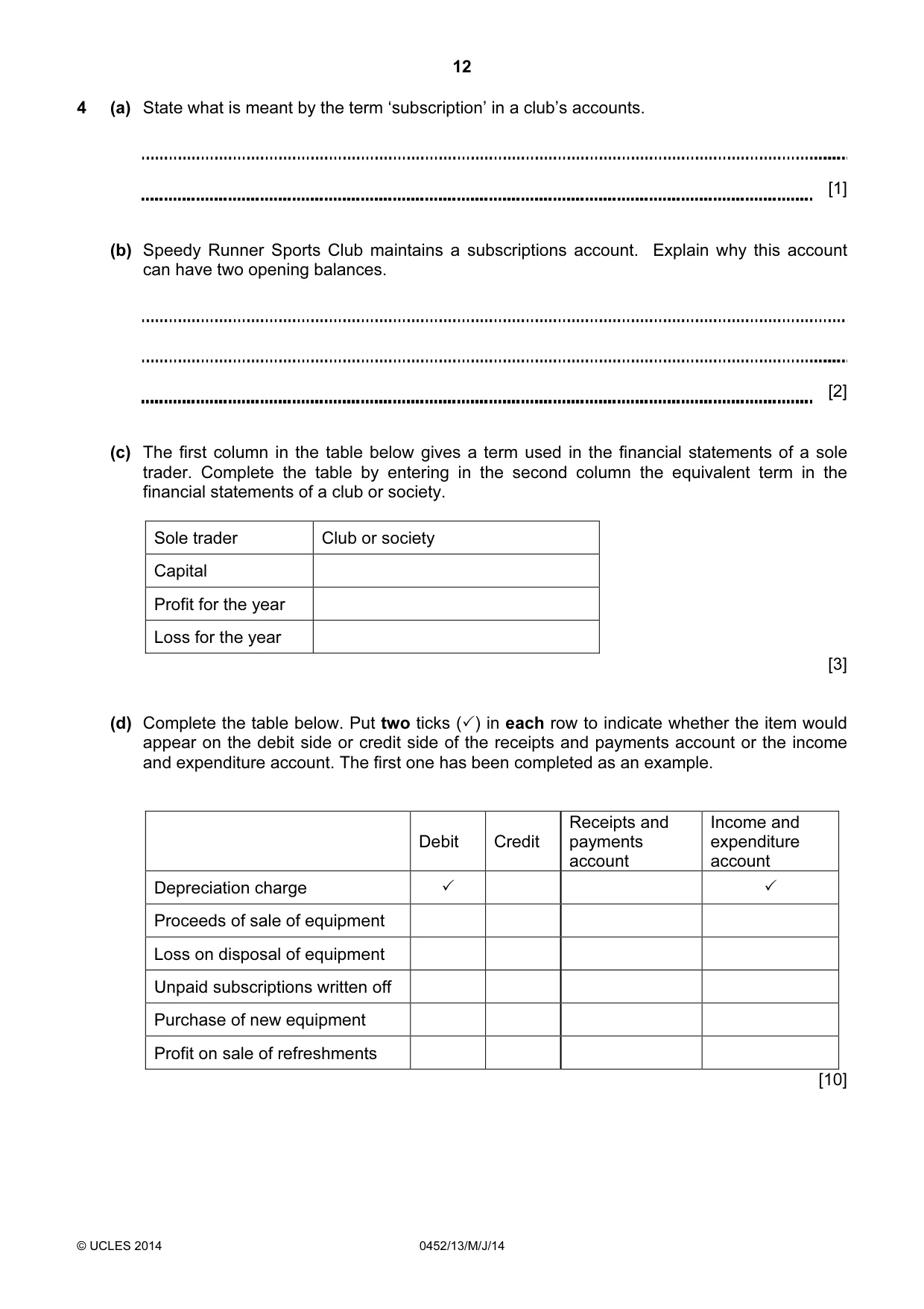 Cambridge IGCSE Accounting 0452 2014 May/June Paper 1 · Variant 3 question paper, page 12 of 20