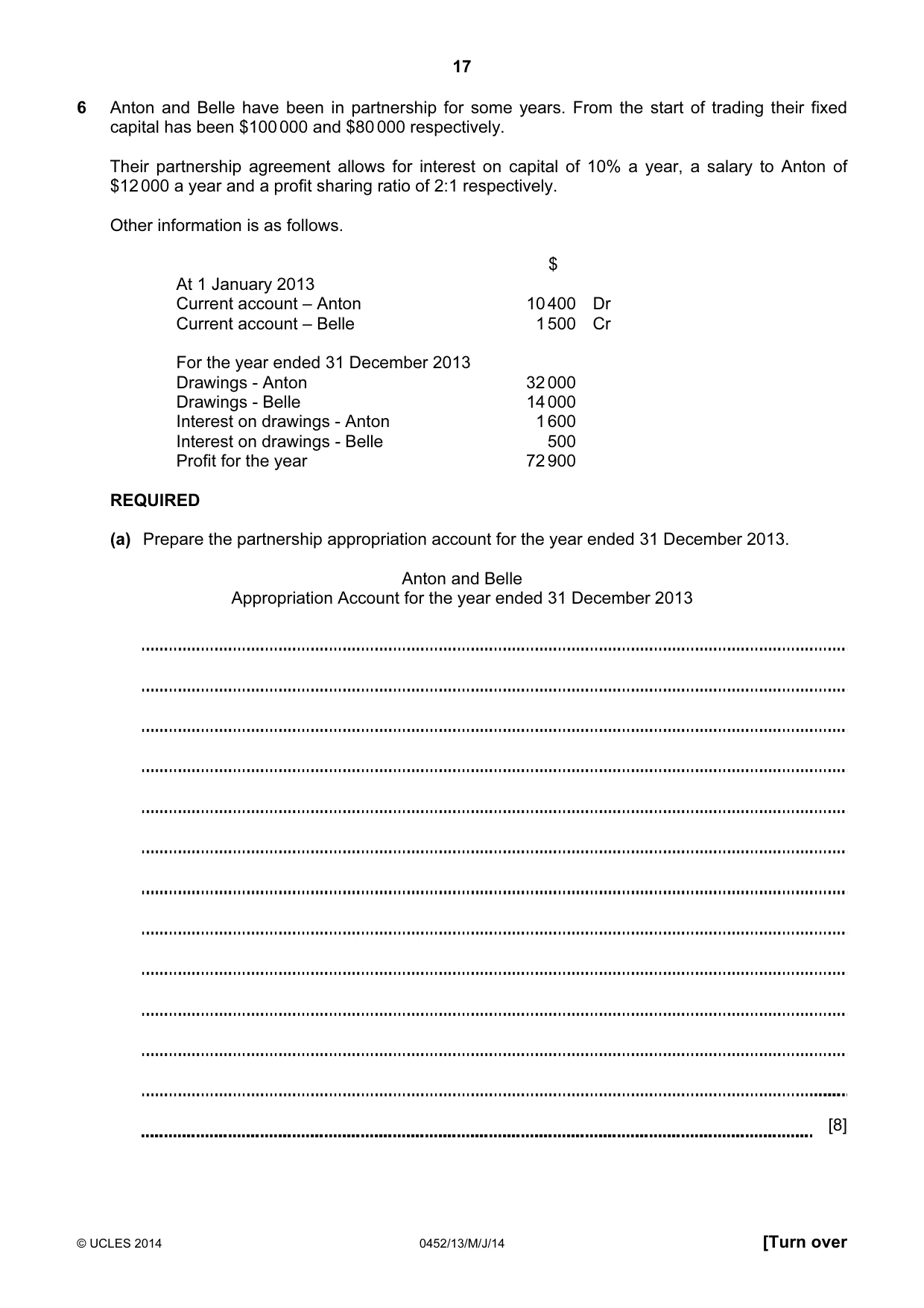 Cambridge IGCSE Accounting 0452 2014 May/June Paper 1 · Variant 3 question paper, page 17 of 20