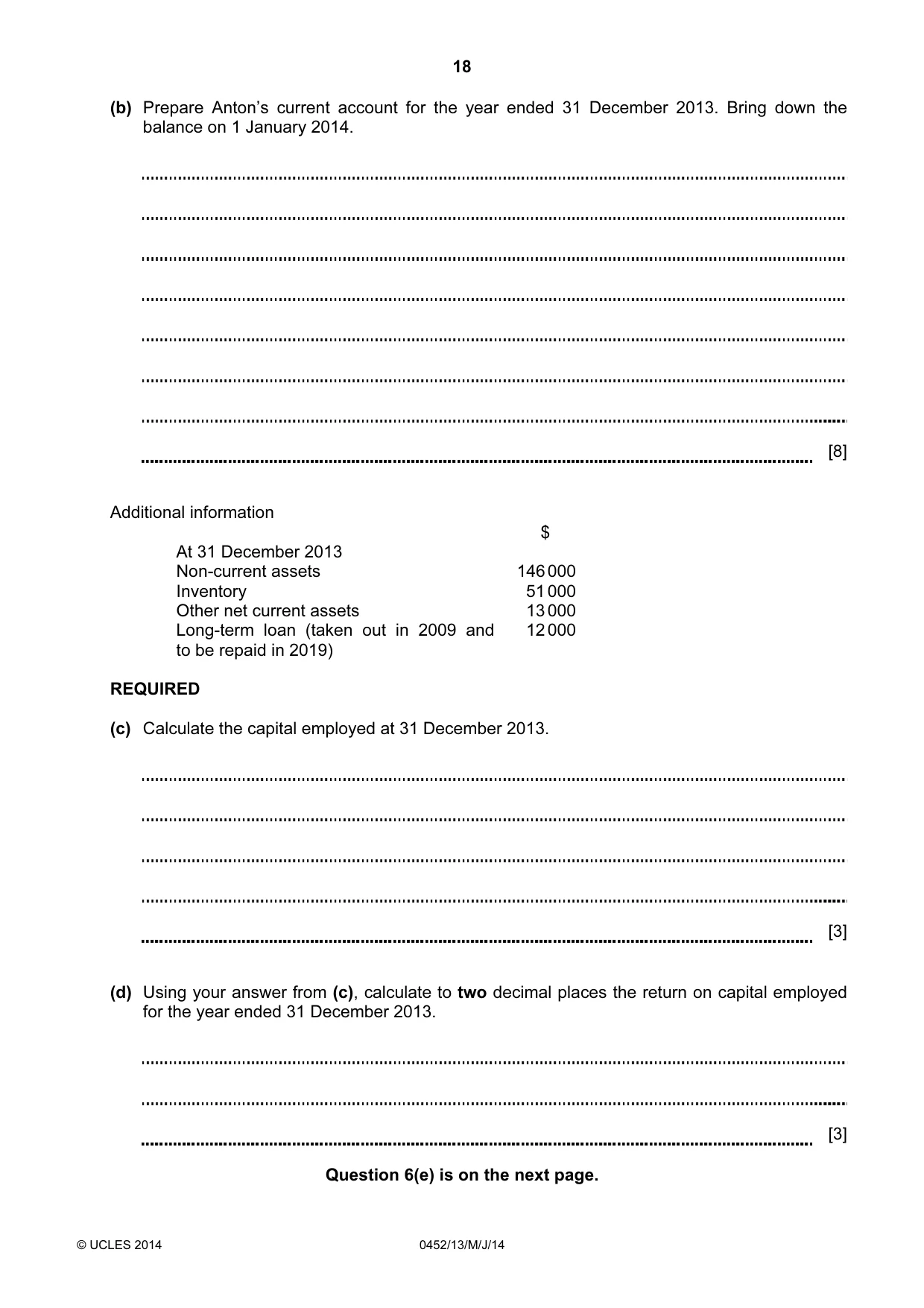 Cambridge IGCSE Accounting 0452 2014 May/June Paper 1 · Variant 3 question paper, page 18 of 20