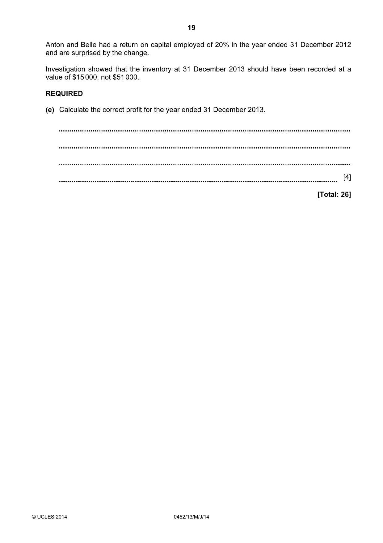 Cambridge IGCSE Accounting 0452 2014 May/June Paper 1 · Variant 3 question paper, page 19 of 20