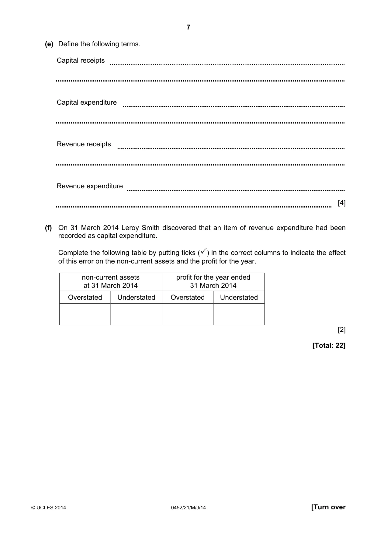 Cambridge IGCSE Accounting 0452 2014 May/June Paper 2 · Variant 1 question paper, page 7 of 20