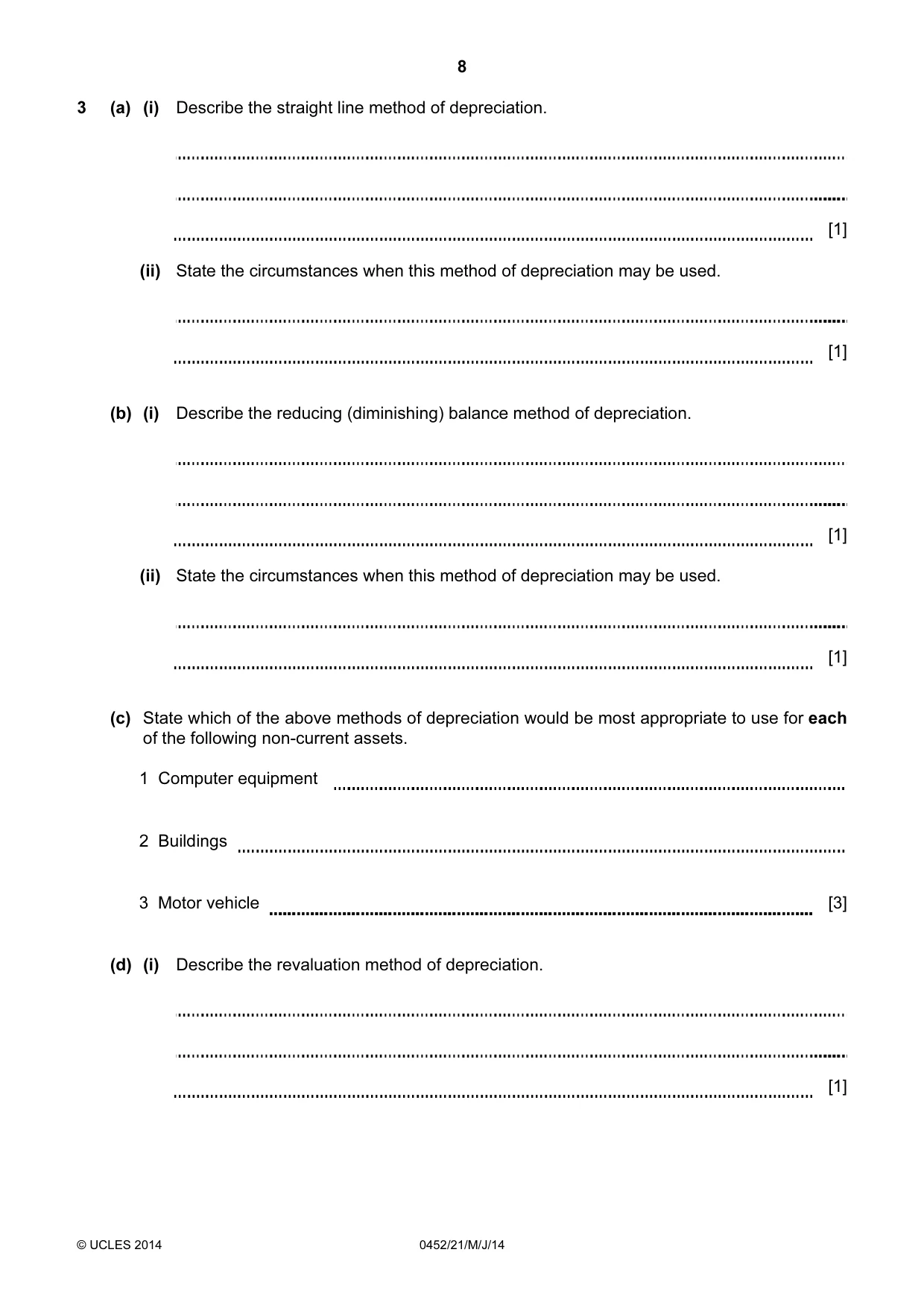 Cambridge IGCSE Accounting 0452 2014 May/June Paper 2 · Variant 1 question paper, page 8 of 20