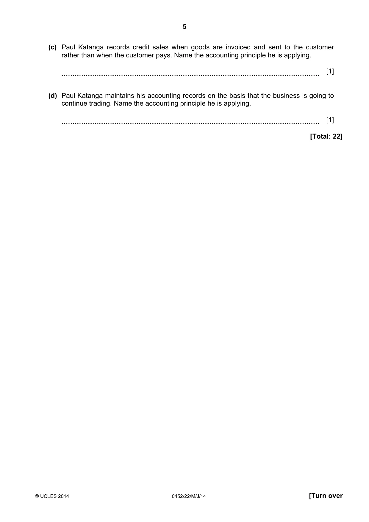 Cambridge IGCSE Accounting 0452 2014 May/June Paper 2 · Variant 2 question paper, page 5 of 20