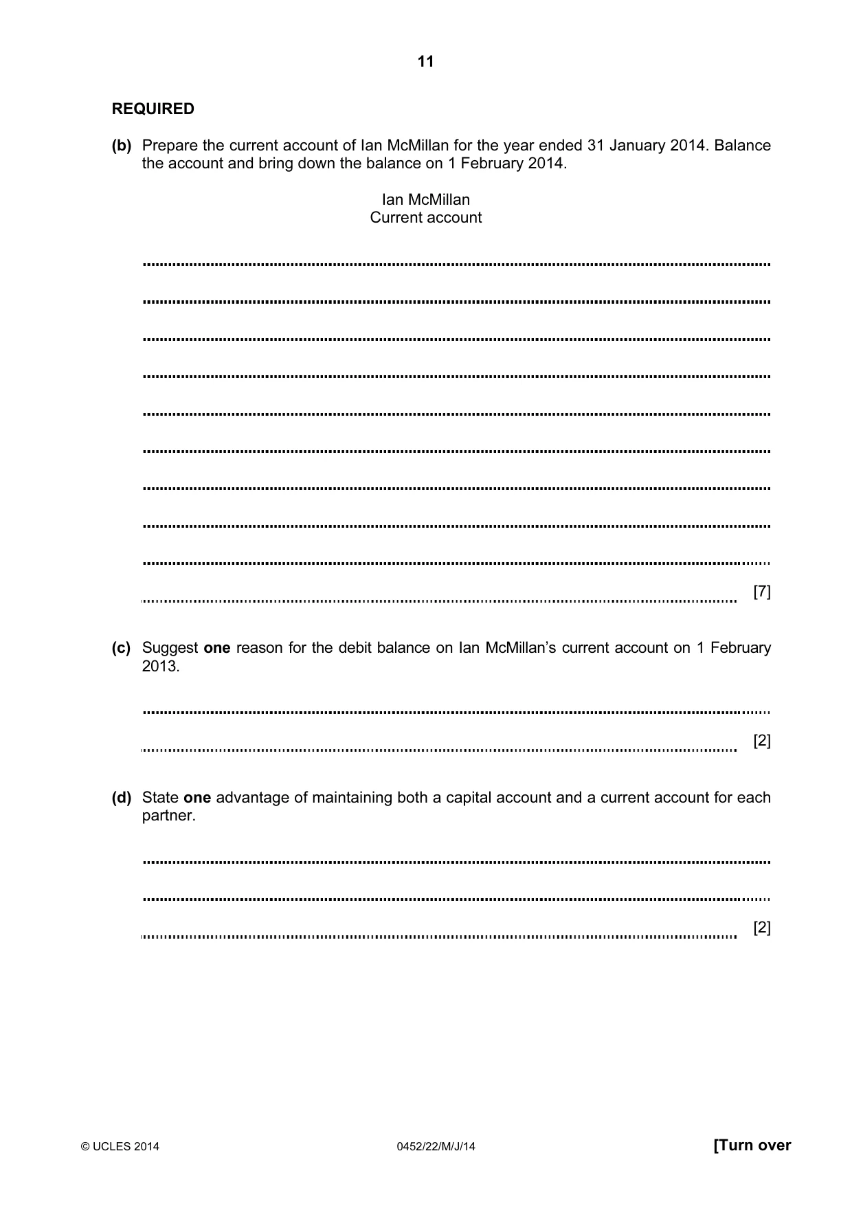 Cambridge IGCSE Accounting 0452 2014 May/June Paper 2 · Variant 2 question paper, page 11 of 20
