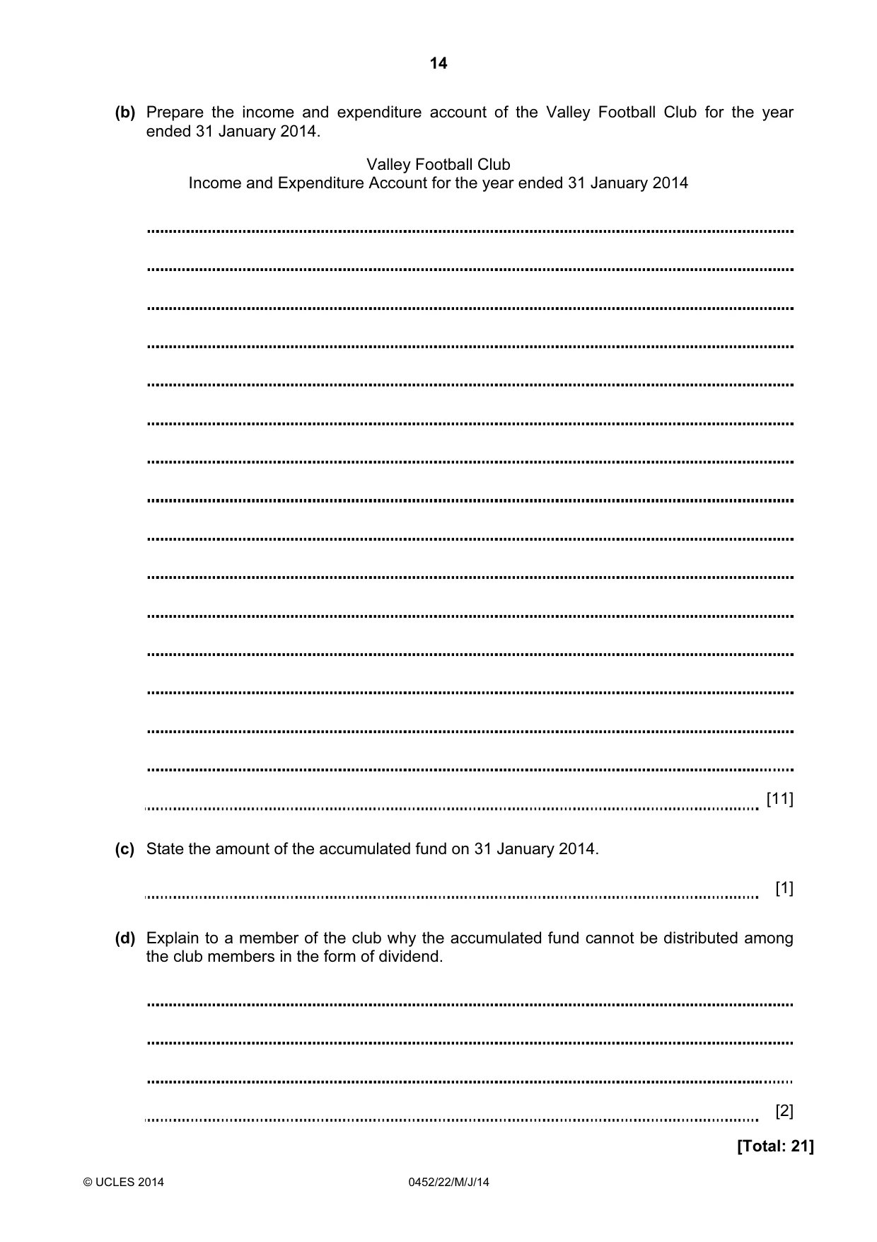 Cambridge IGCSE Accounting 0452 2014 May/June Paper 2 · Variant 2 question paper, page 14 of 20