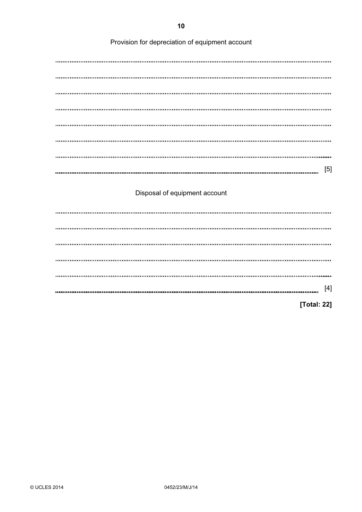 Cambridge IGCSE Accounting 0452 2014 May/June Paper 2 · Variant 3 question paper, page 10 of 20