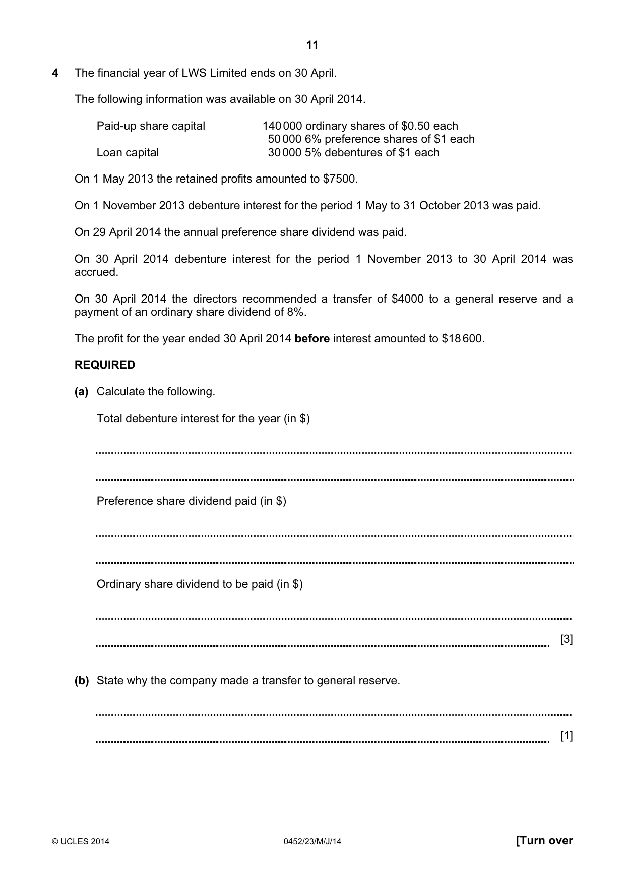 Cambridge IGCSE Accounting 0452 2014 May/June Paper 2 · Variant 3 question paper, page 11 of 20