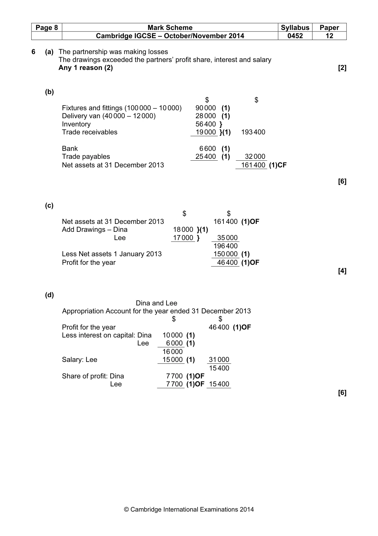 Mark scheme, page 8 of 9