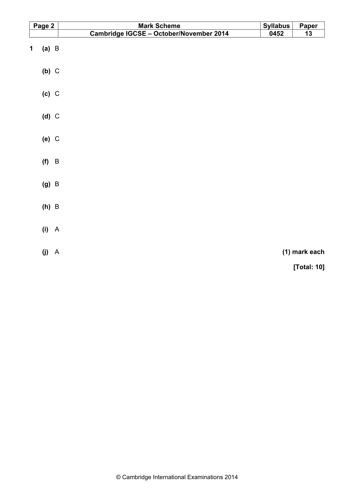 Mark scheme, page 2 of 10