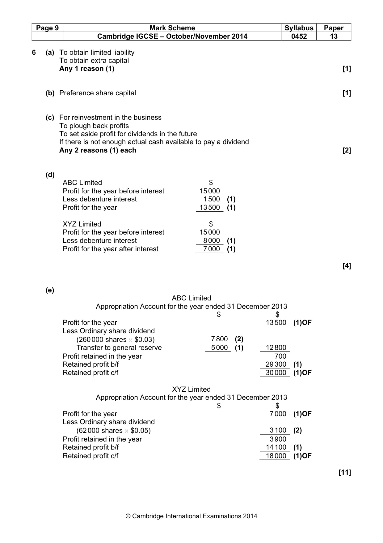 Mark scheme, page 9 of 10