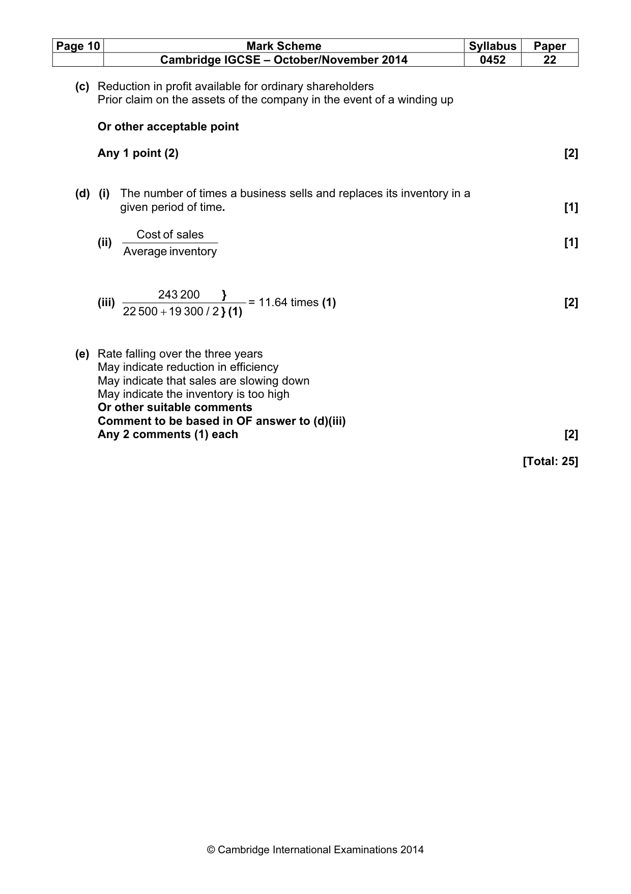 Mark scheme, page 10 of 10