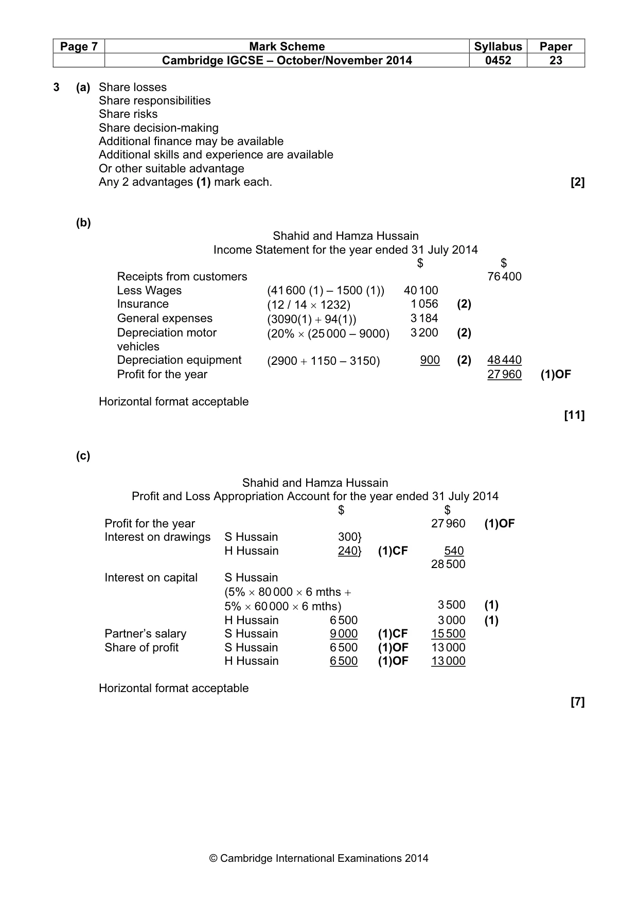 Mark scheme, page 7 of 12