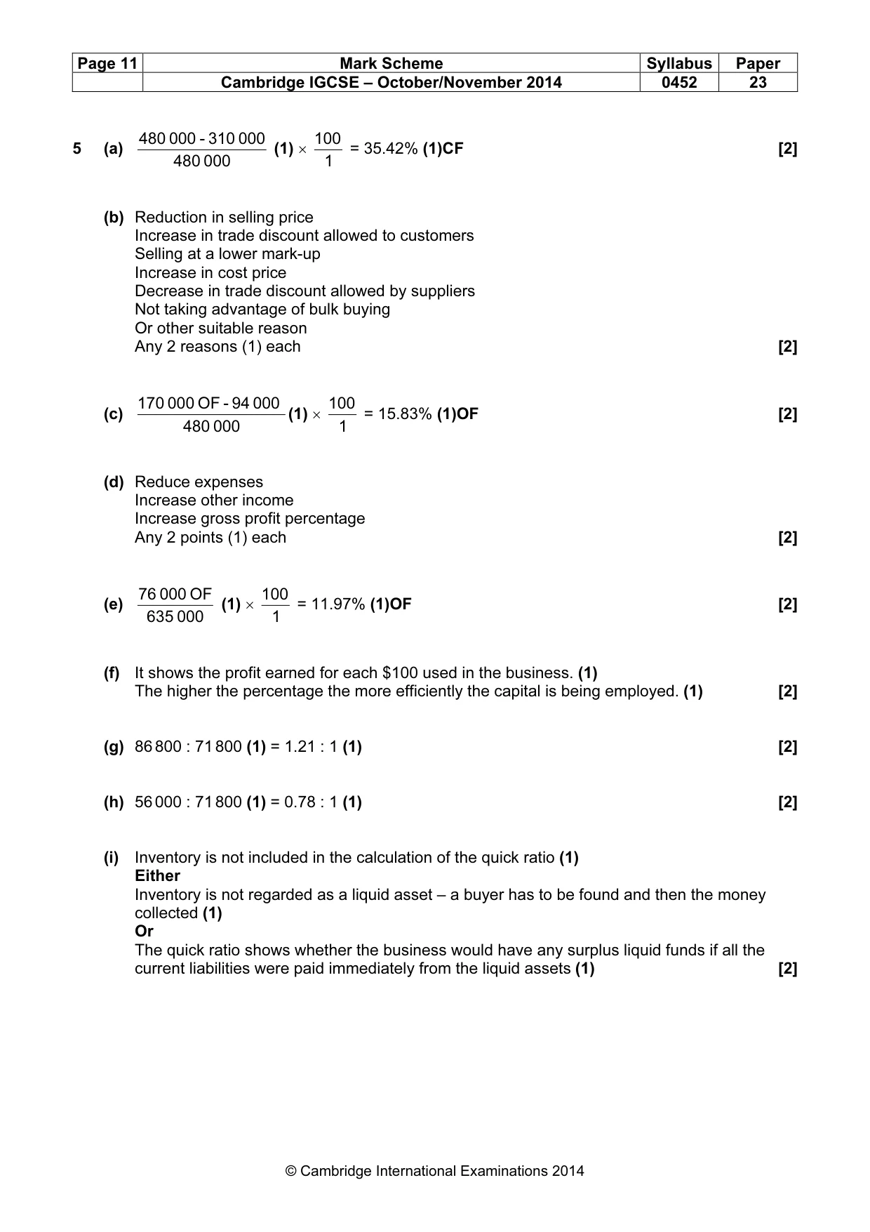 Mark scheme, page 11 of 12