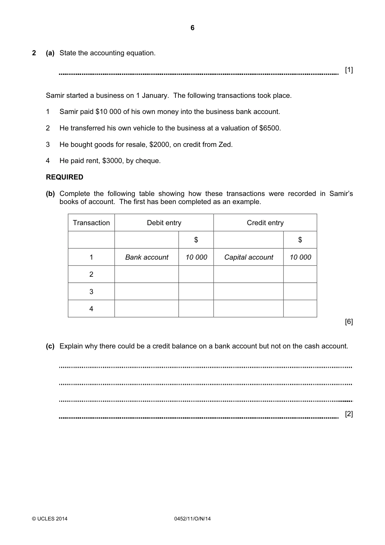 Cambridge IGCSE Accounting 0452 2014 Oct/Nov Paper 1 · Variant 1 question paper, page 6 of 24