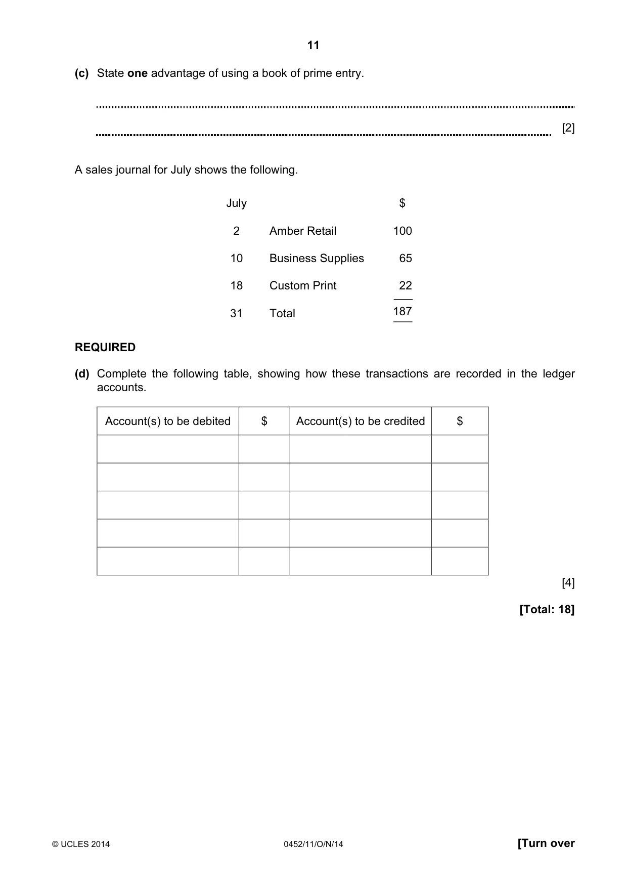 Cambridge IGCSE Accounting 0452 2014 Oct/Nov Paper 1 · Variant 1 question paper, page 11 of 24