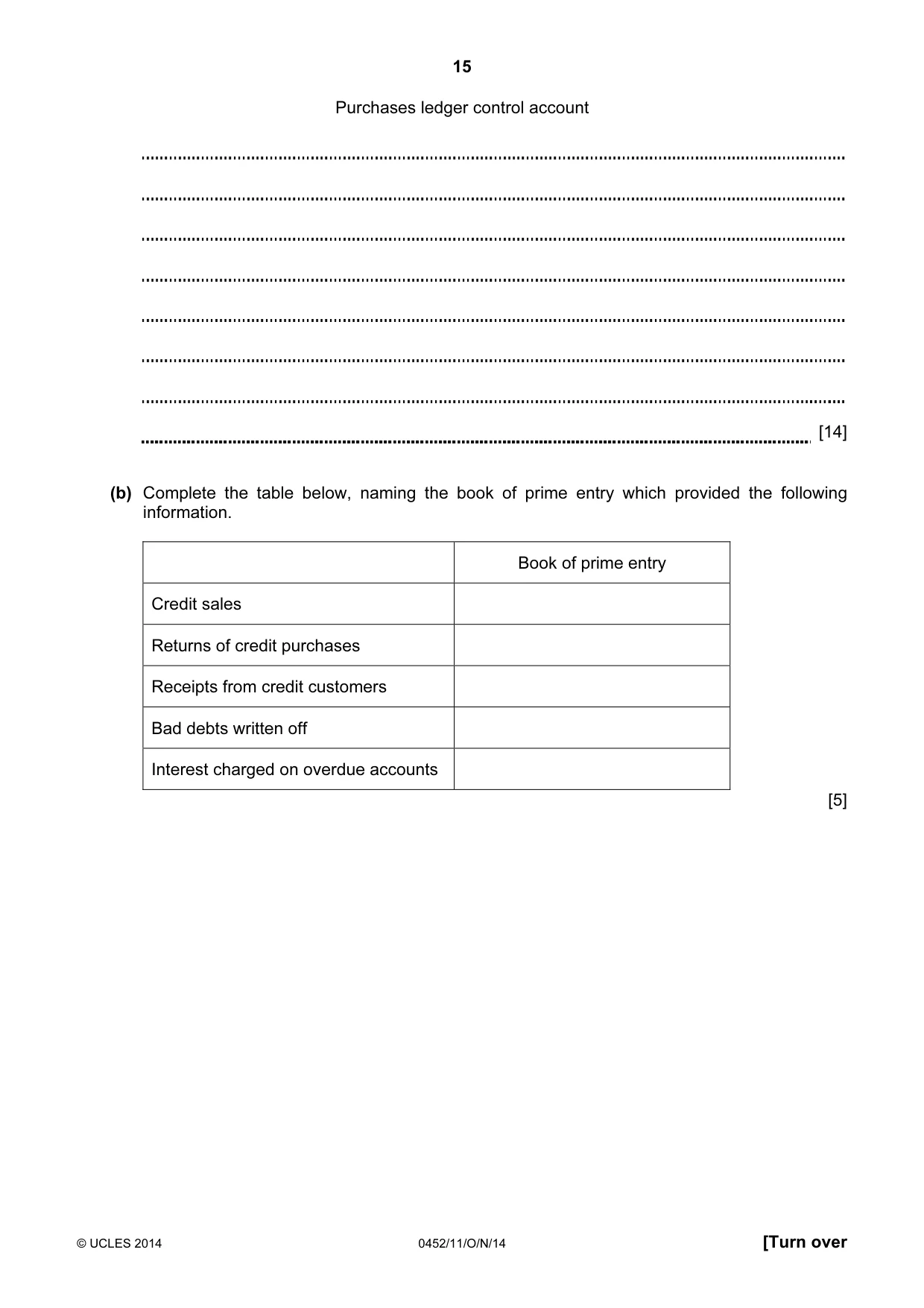 Cambridge IGCSE Accounting 0452 2014 Oct/Nov Paper 1 · Variant 1 question paper, page 15 of 24