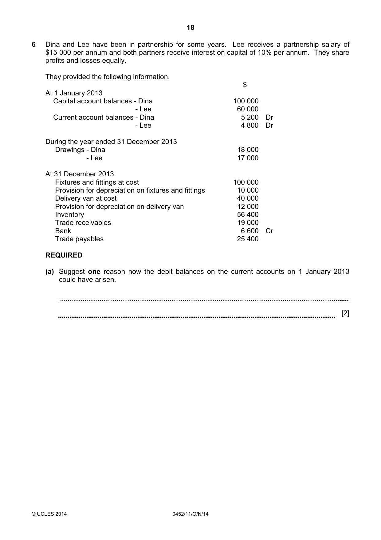 Cambridge IGCSE Accounting 0452 2014 Oct/Nov Paper 1 · Variant 1 question paper, page 18 of 24