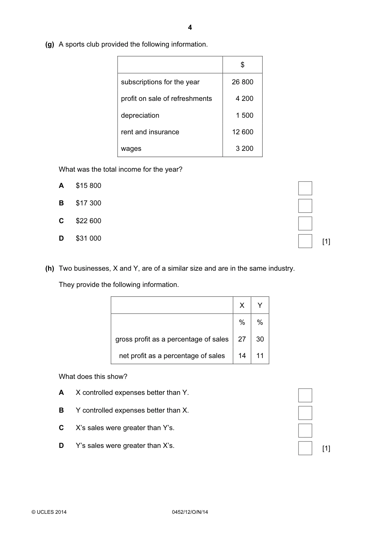 Cambridge IGCSE Accounting 0452 2014 Oct/Nov Paper 1 · Variant 2 question paper, page 4 of 25