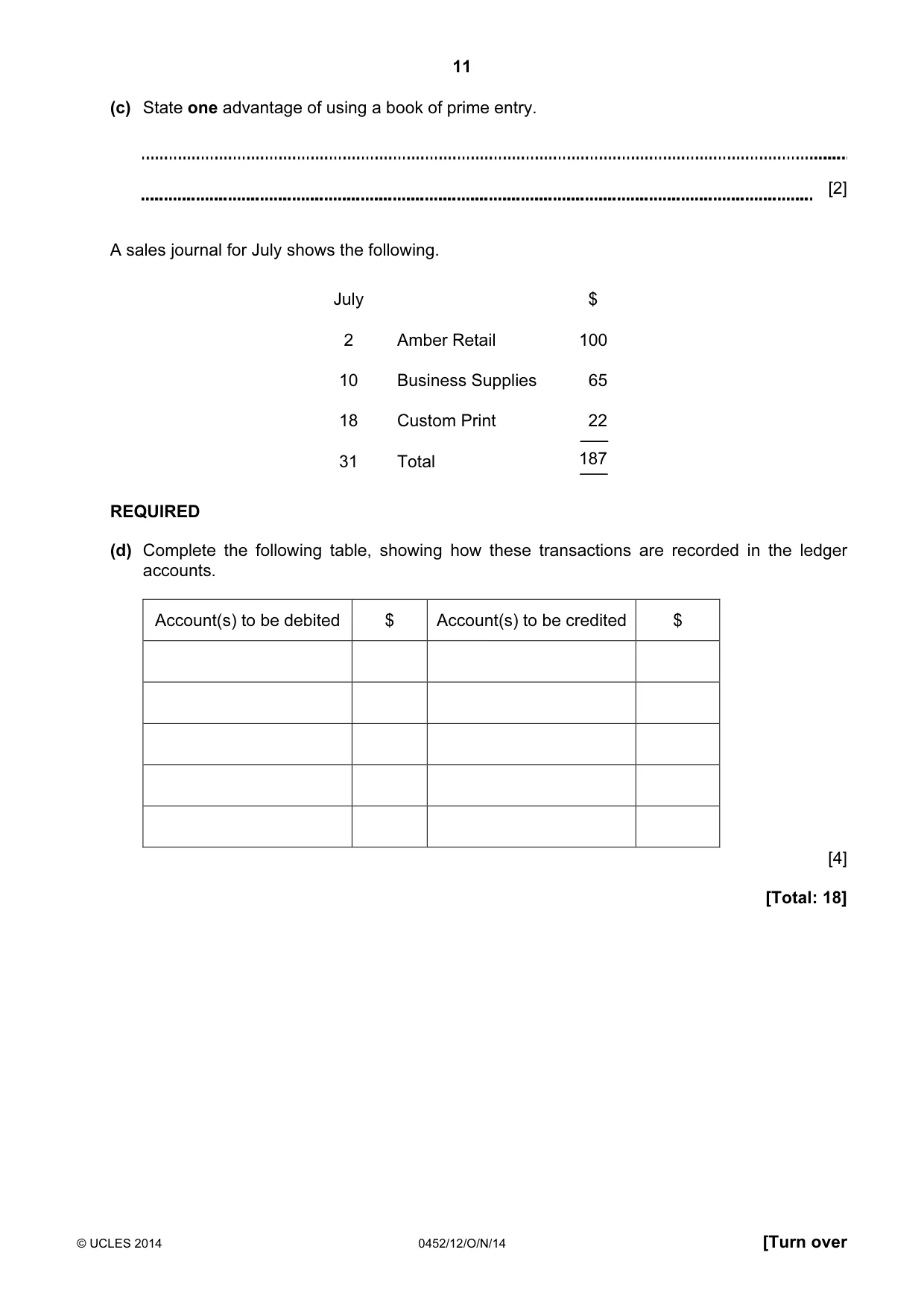 Cambridge IGCSE Accounting 0452 2014 Oct/Nov Paper 1 · Variant 2 question paper, page 11 of 25