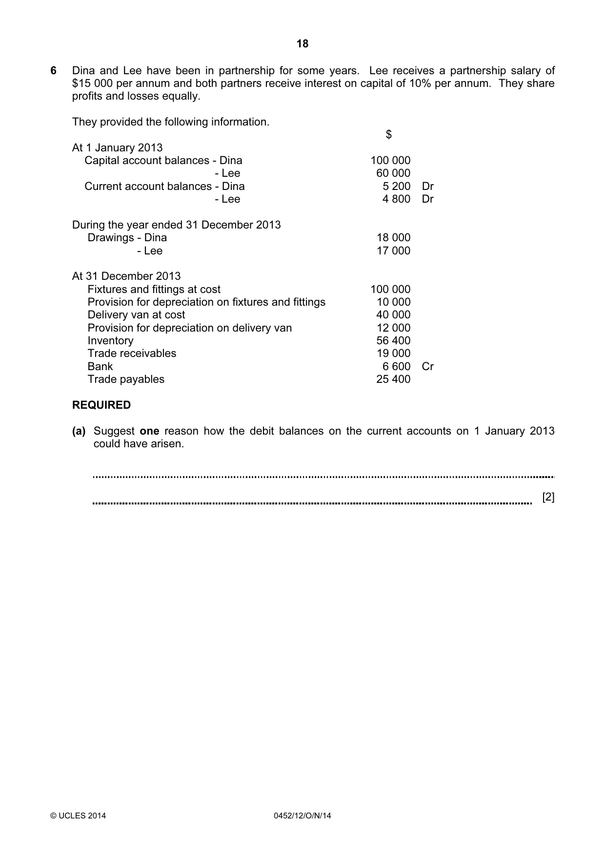 Cambridge IGCSE Accounting 0452 2014 Oct/Nov Paper 1 · Variant 2 question paper, page 18 of 25