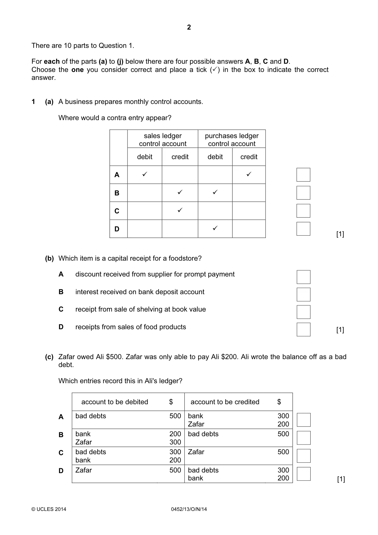Cambridge IGCSE Accounting 0452 2014 Oct/Nov Paper 1 · Variant 3 question paper, page 2 of 20