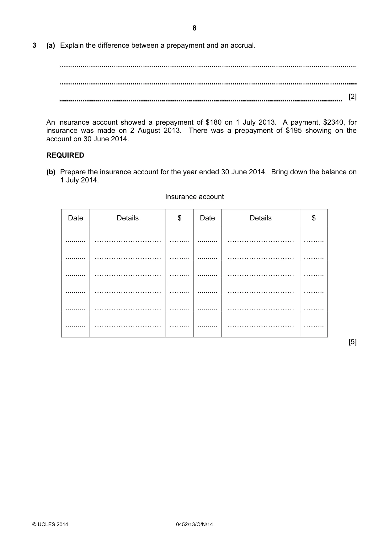 Cambridge IGCSE Accounting 0452 2014 Oct/Nov Paper 1 · Variant 3 question paper, page 8 of 20