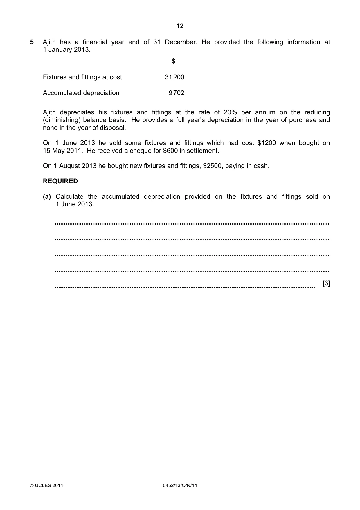 Cambridge IGCSE Accounting 0452 2014 Oct/Nov Paper 1 · Variant 3 question paper, page 12 of 20