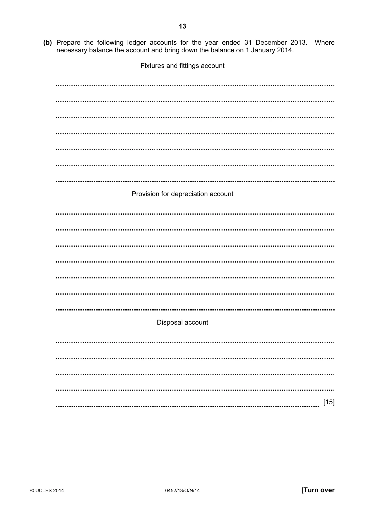 Cambridge IGCSE Accounting 0452 2014 Oct/Nov Paper 1 · Variant 3 question paper, page 13 of 20