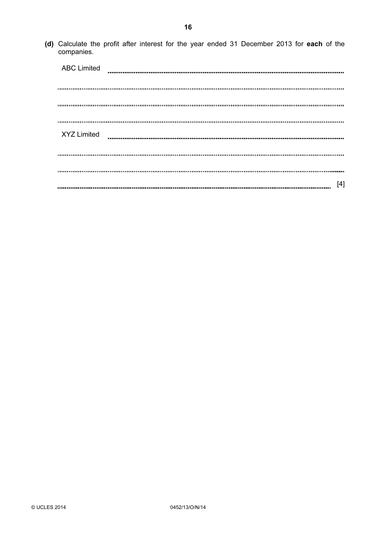 Cambridge IGCSE Accounting 0452 2014 Oct/Nov Paper 1 · Variant 3 question paper, page 16 of 20