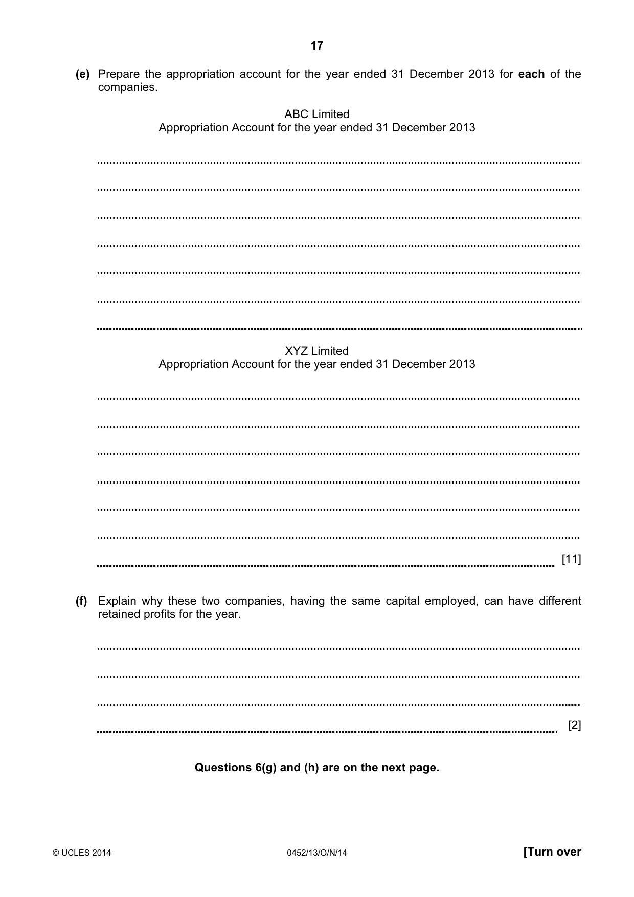 Cambridge IGCSE Accounting 0452 2014 Oct/Nov Paper 1 · Variant 3 question paper, page 17 of 20