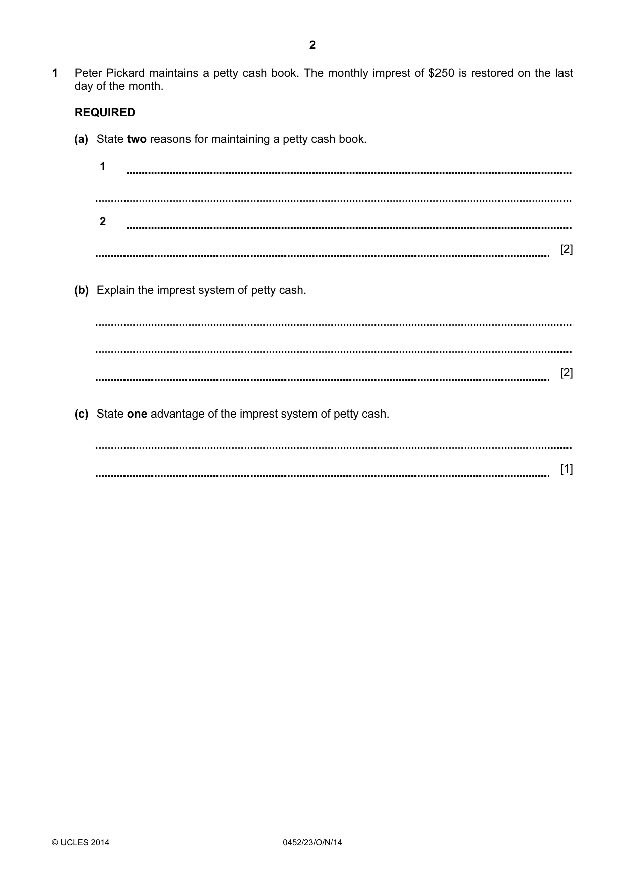 Cambridge IGCSE Accounting 0452 2014 Oct/Nov Paper 2 · Variant 3 question paper, page 2 of 20