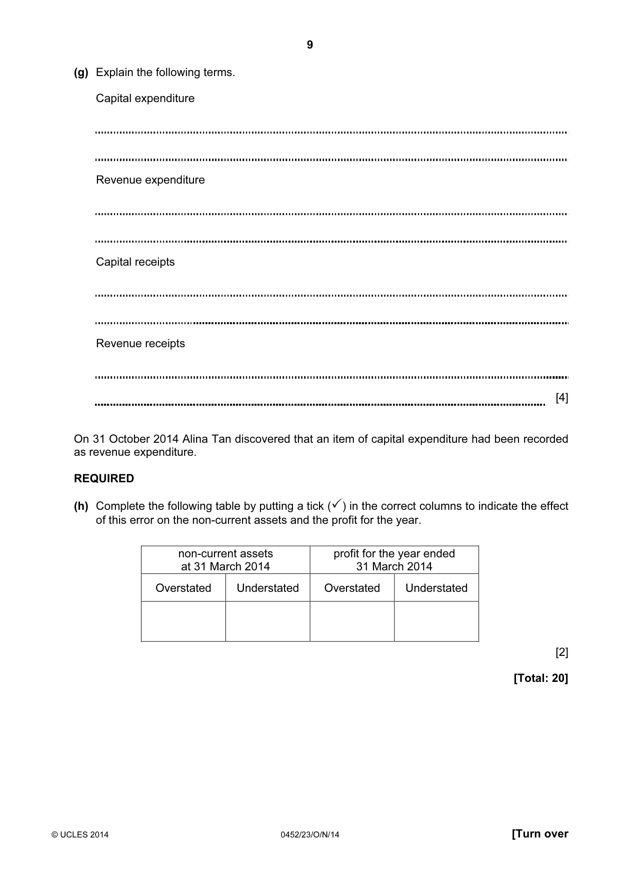 Cambridge IGCSE Accounting 0452 2014 Oct/Nov Paper 2 · Variant 3 question paper, page 9 of 20
