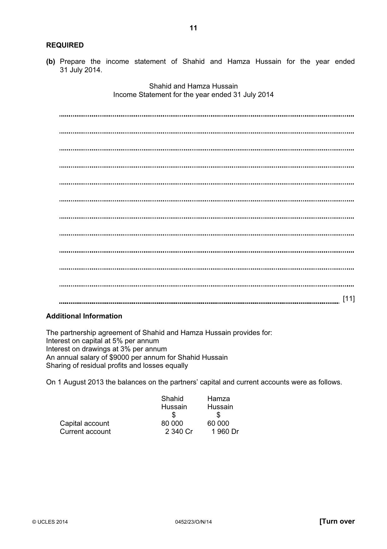 Cambridge IGCSE Accounting 0452 2014 Oct/Nov Paper 2 · Variant 3 question paper, page 11 of 20