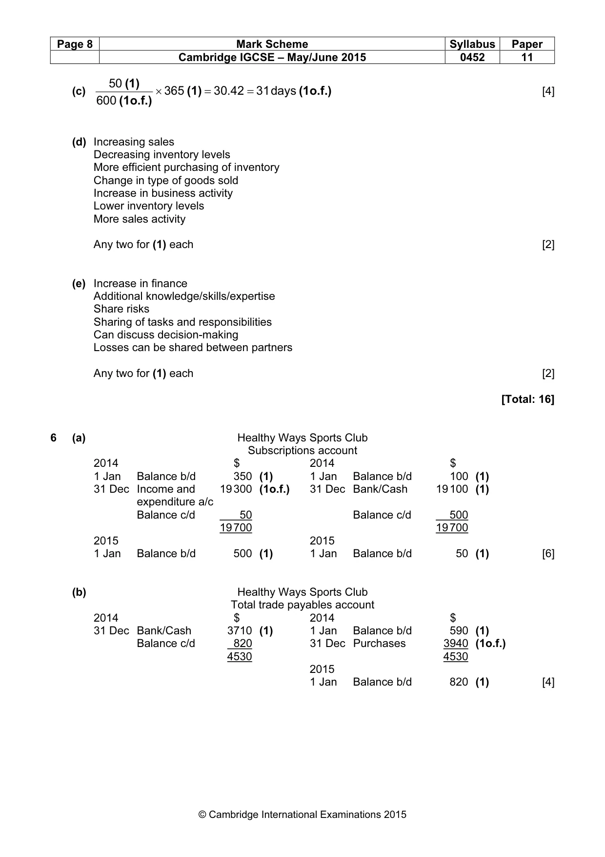 Mark scheme, page 8 of 9