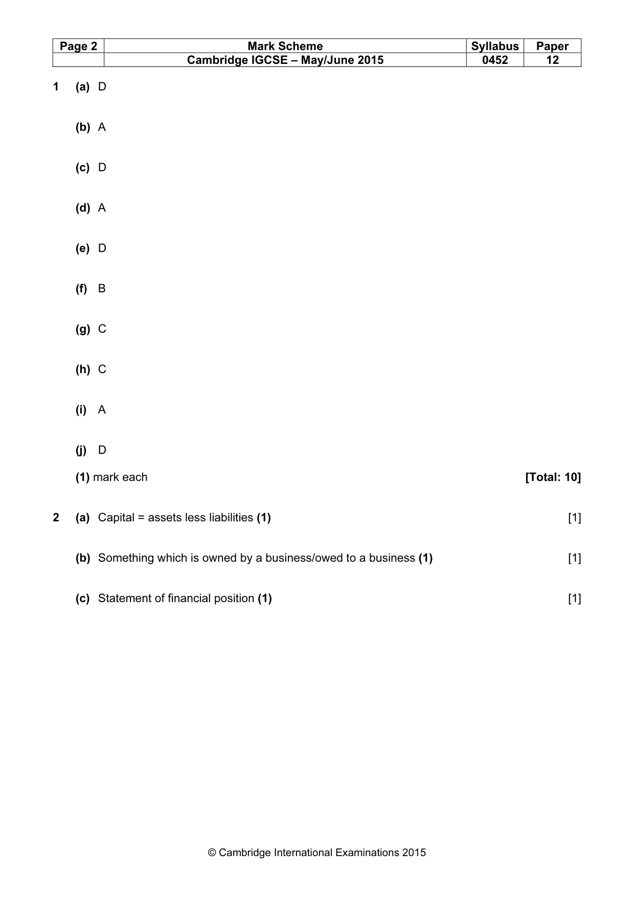 Mark scheme, page 2 of 7