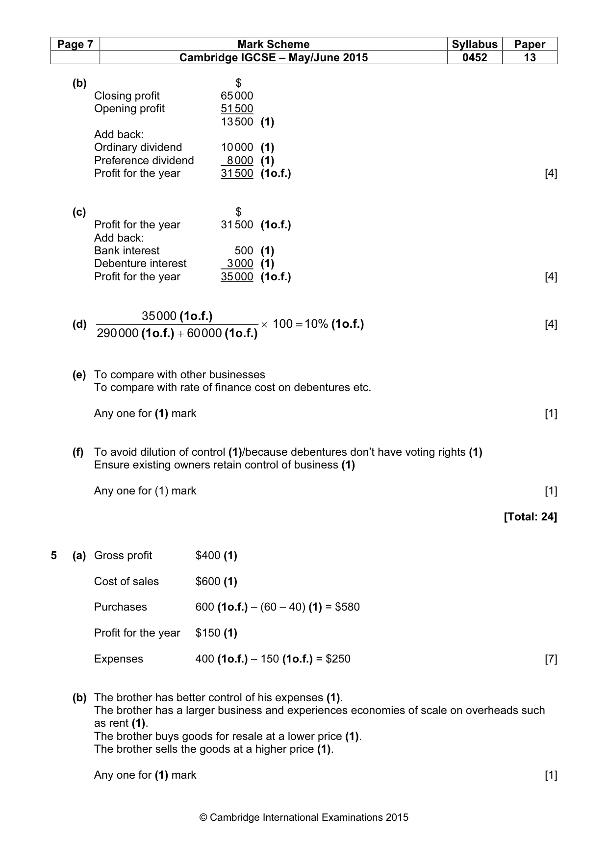 Mark scheme, page 7 of 9