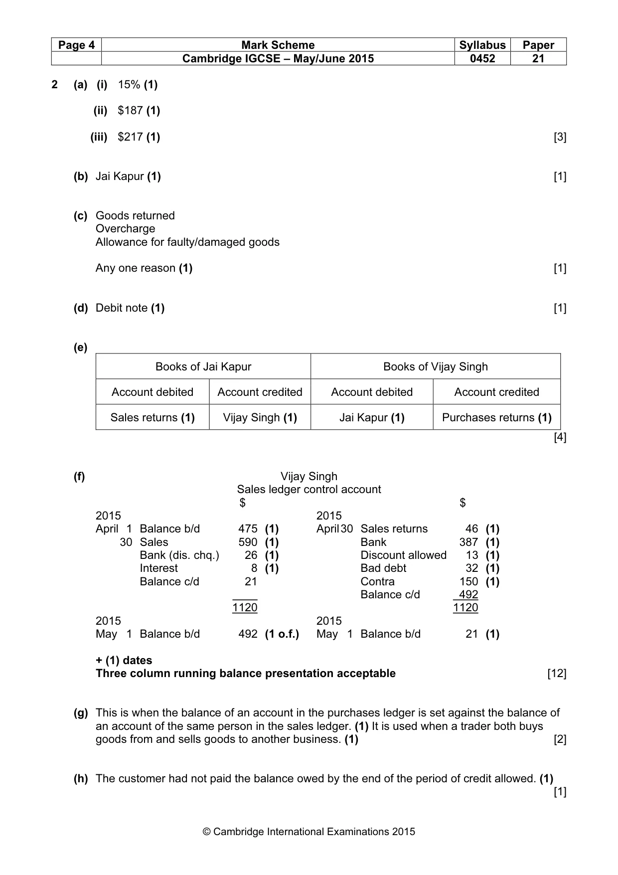 Mark scheme, page 4 of 9