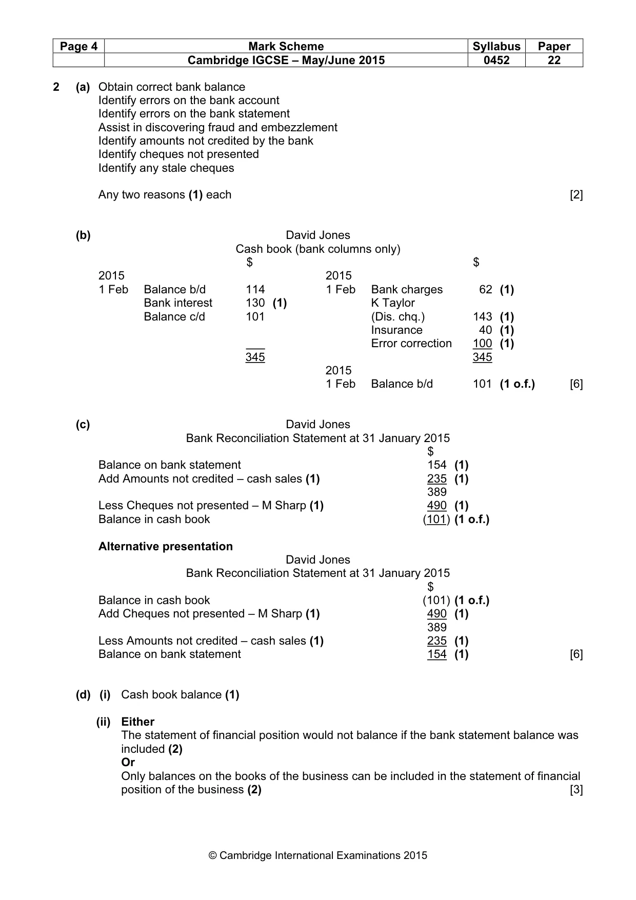 Mark scheme, page 4 of 10