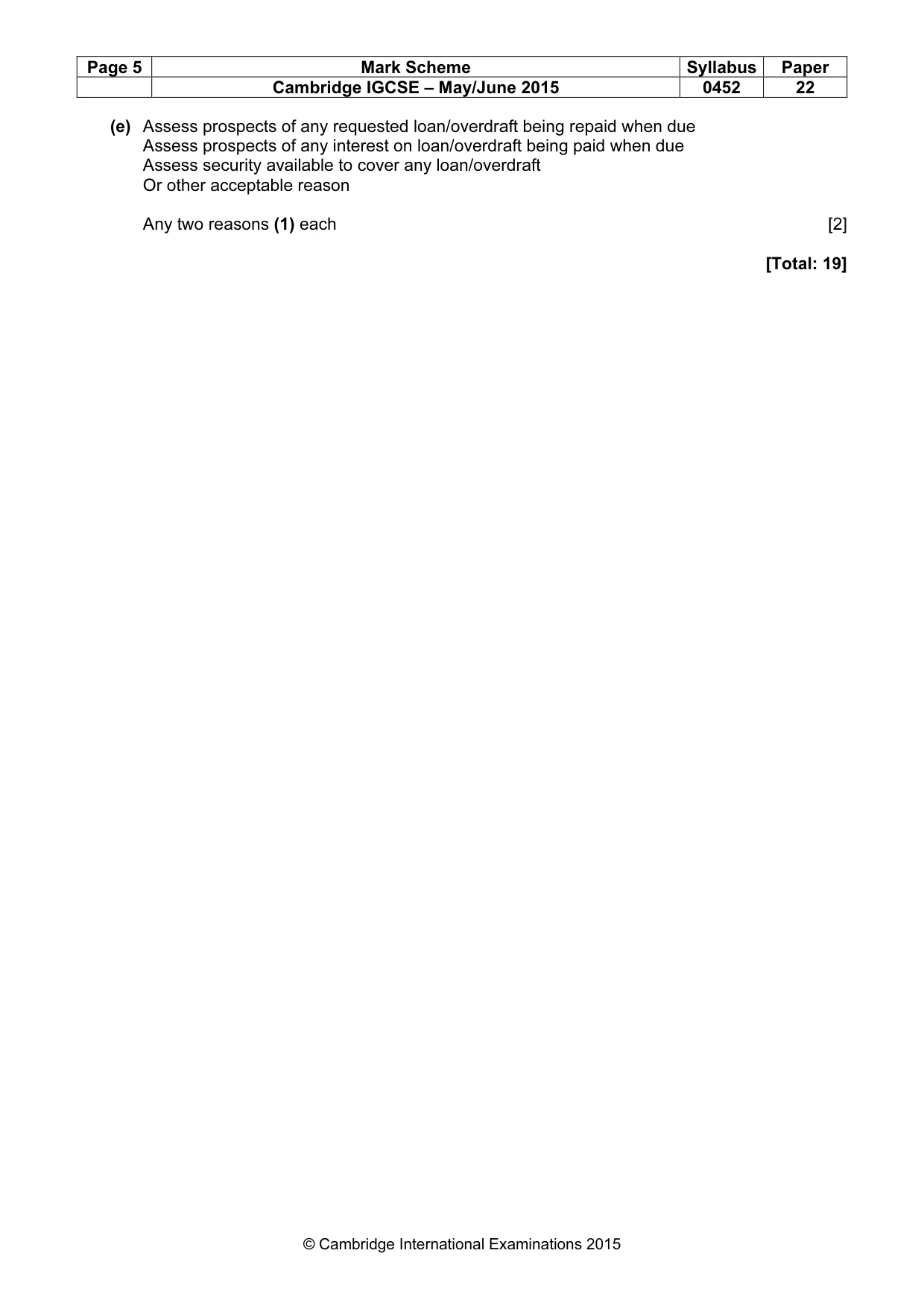 Mark scheme, page 5 of 10